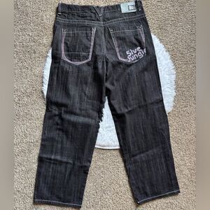 5Ive Jungle Jeans Black Baggy Embroidered Mens Size 40‎